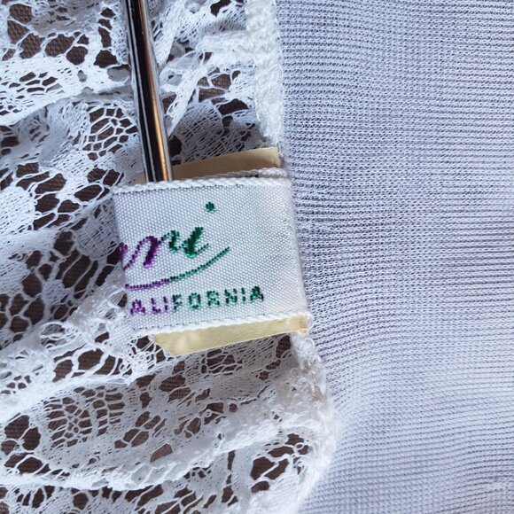 Vintage 60's Capri Of California Sheer Lace White Peignoir Negligee Robe - Picture 10 of 12